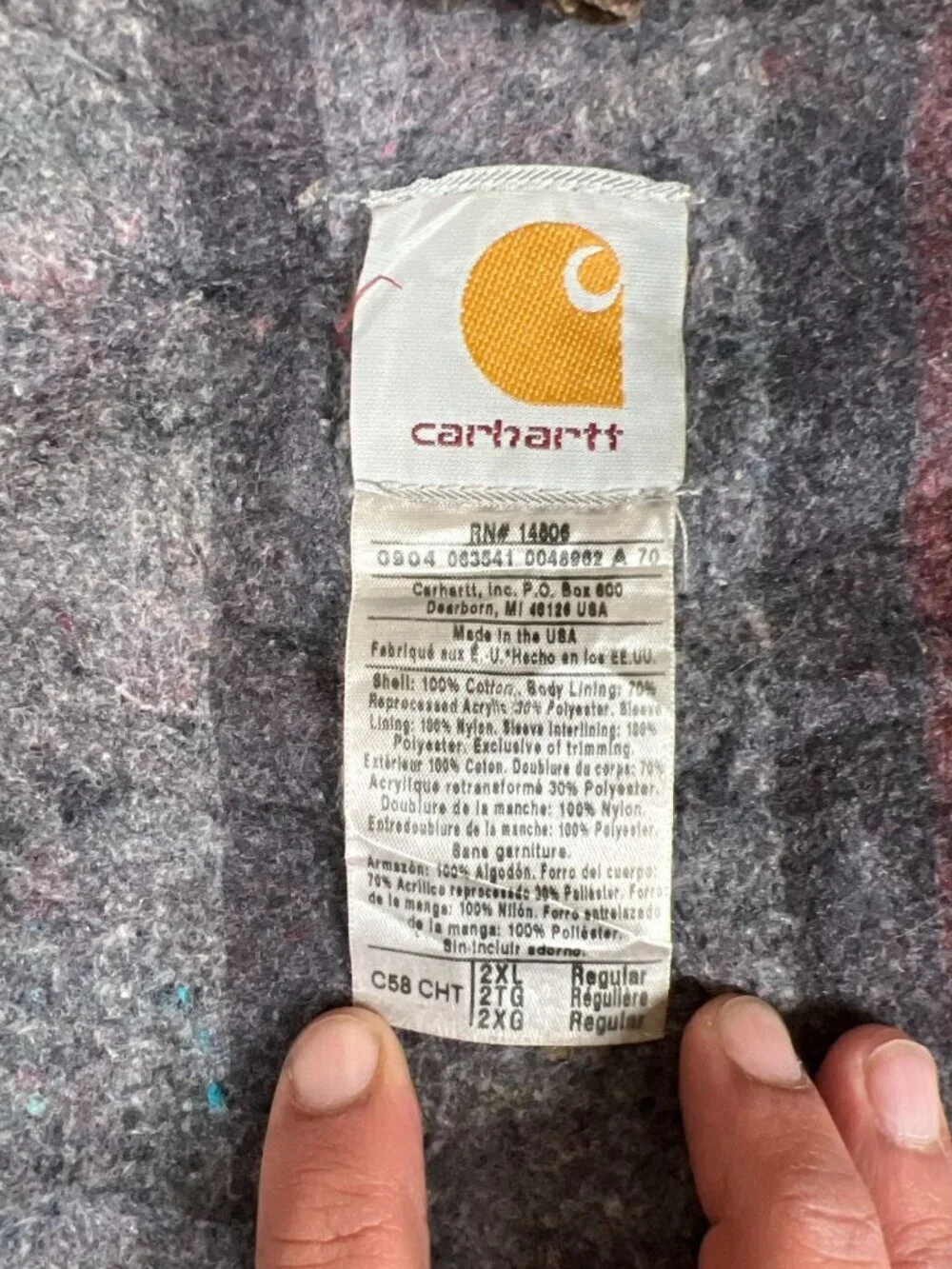 Vintage Carhartt Men 2XL Made in USA Sandstone Chore Coat Brown C58 CHT Blanket - Picture 4 of 11